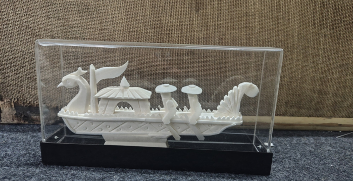 Handcrafted Sholapith Mayurpankhi Boat I Height -5 inches width- 8 inches 