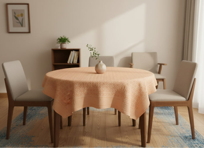 Beige Applique Table Cover | Decorative Dining Linen