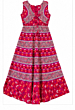 Red Pink Cotton Printed Gown