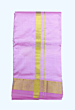 Pink Color Dhothi with Golden Zari Diamond Border 