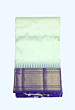 Cream Dhothi with Violet Thazhampoo Tower korvai border | Pure Gold zari