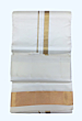 Salem Silk Cream Colour Dhothi with pure Golden zari border