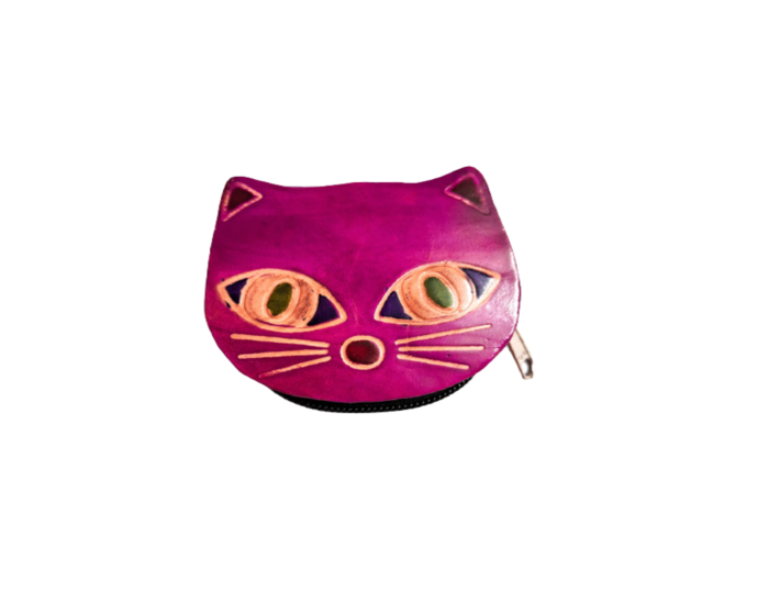 Genuine Leather Coin Purse | Cat Design | Multicolour