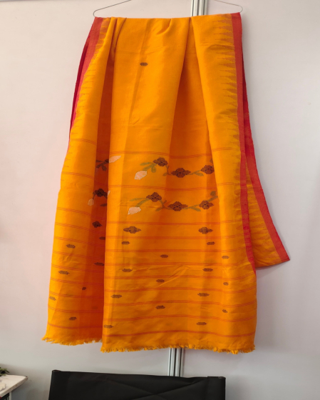 Handcrafted Rasiyan Silk Saree|Orange
