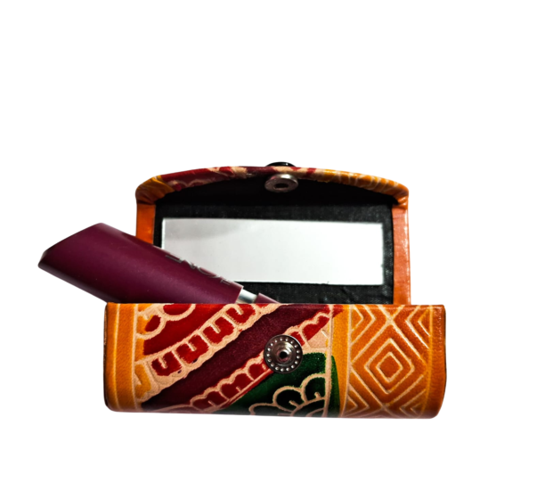 Handcrafted Leather Lipstick Case with Mirror