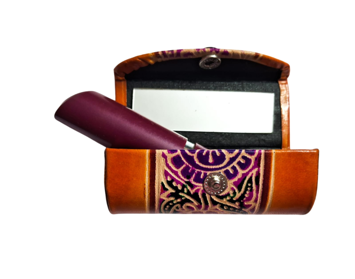 Handcrafted Leather Lipstick Case with Mirror
