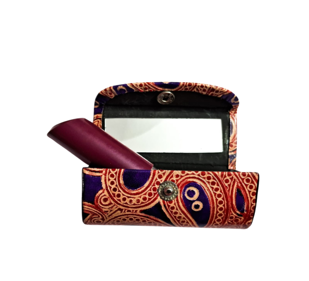 Handcrafted Leather Lipstick Case with Mirror