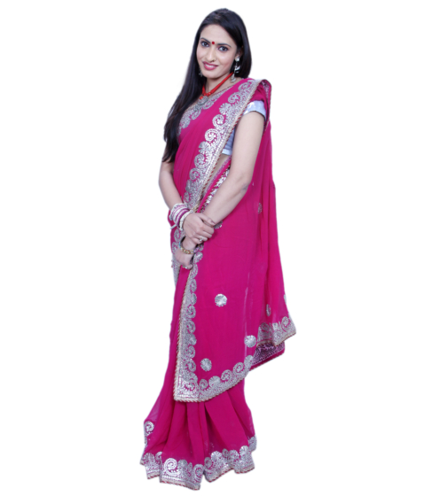 Dark Pink Gota Patti Saree