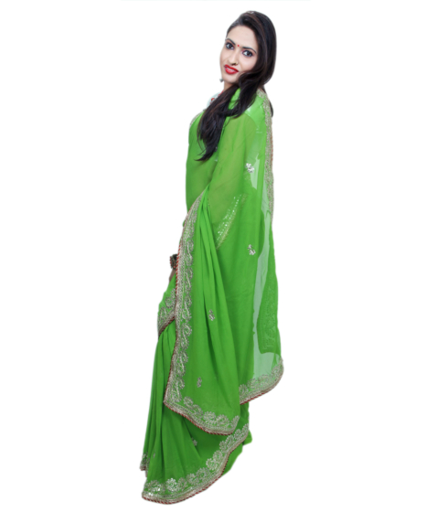 Handcrafted Gotta Patti Saree | Green