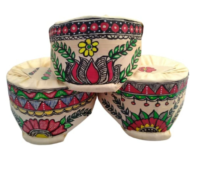 Handmade Madhubani Painting Silk Paag | Set of 3