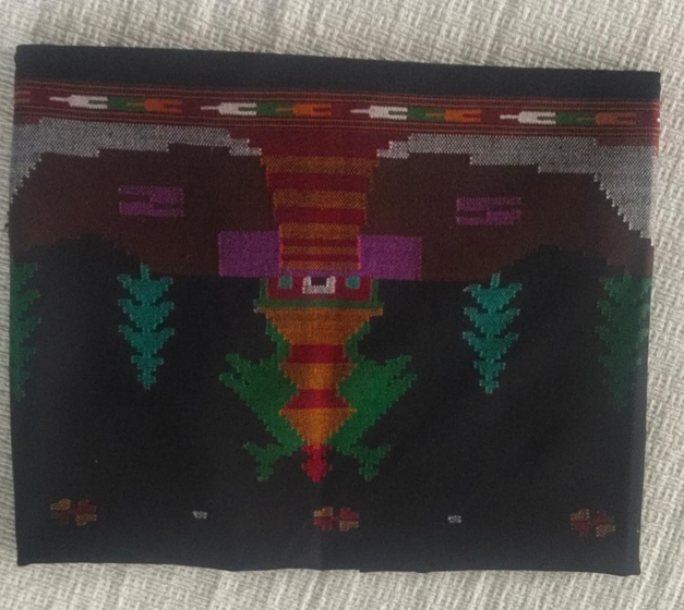 Kullu black shawl wiyth temple motif