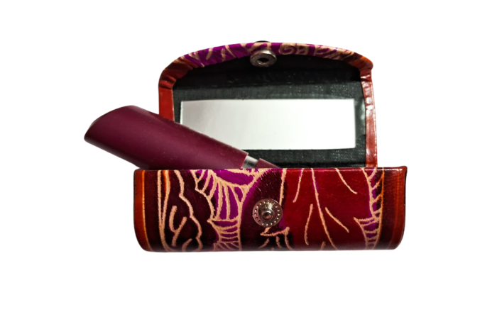 Handcrafted Leather Lipstick Case with Mirror