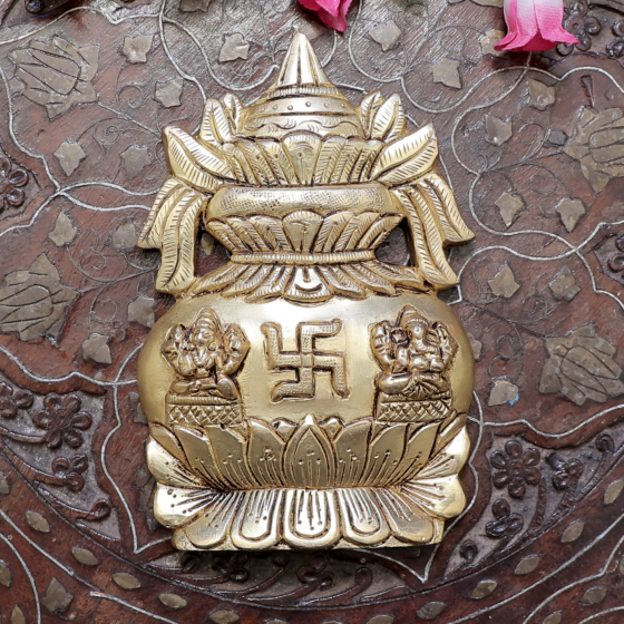 Brass Kalash Wall Hanging Traditional Decorative Kalas Wall Decor for Home & Entrance BH11956