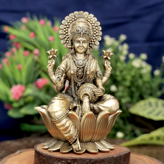 Brass Lakshmi Idol for Home Temple & Decor BH10598