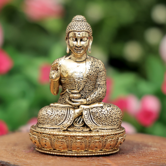 Mini Brass Buddha Idol for Home Decor & Meditation, BH11985