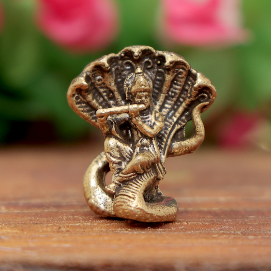 Mini Brass Krishna Idol for Home Temple, Pooja & Gift BH12452