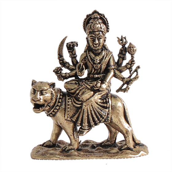 Small Durga Mata Murti for Car Dashboard, Home Temple & Office Decor BH12368