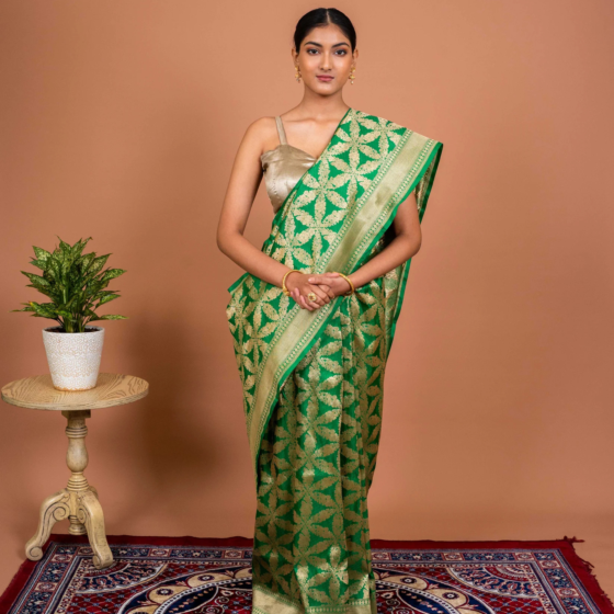Nasreen Handwoven Banarasi Saree in Green
