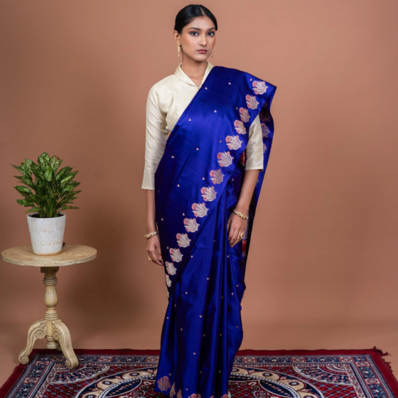 Mayur Border Handwoven Banarasi Saree Regal Purple