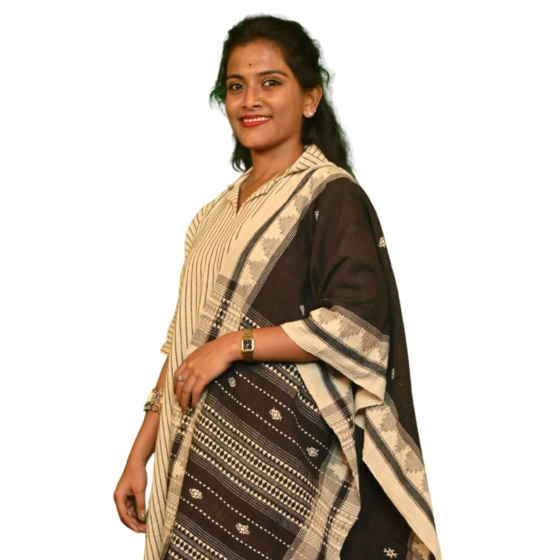 Authentic Kotpad Cotton Dupatta | Brown & Beige Tribal Motifs | Handwoven Odisha