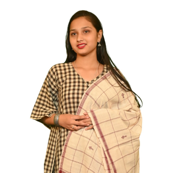 Kotpad Handwoven Cotton Dupatta | Natural Beige with Tribal Motifs | Natural Dye