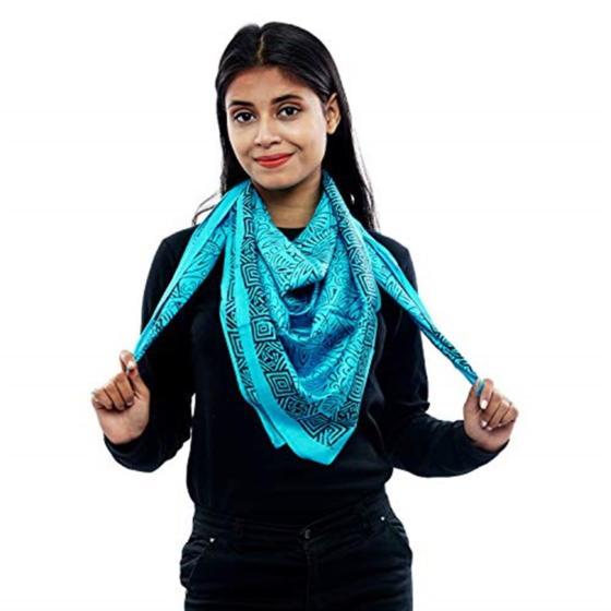 Eri Silk Printed Scarf | Sky Blue | 1.1 meter