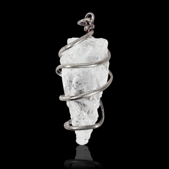 Wire Wrapped Crystal Stone Pendant White