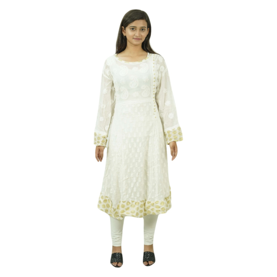 Viscose White  Design Frock 