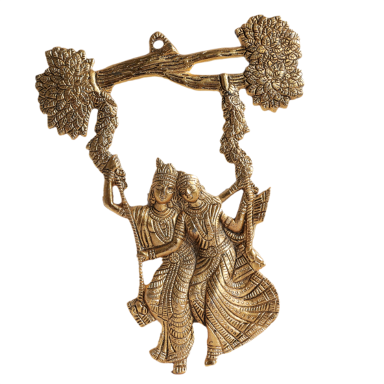 Metal Radha Krishna Wall Hanging for Home Decor | Decorative Radha Krishna Wall Art | Spiritual Wall Decor for Living Room BH11669