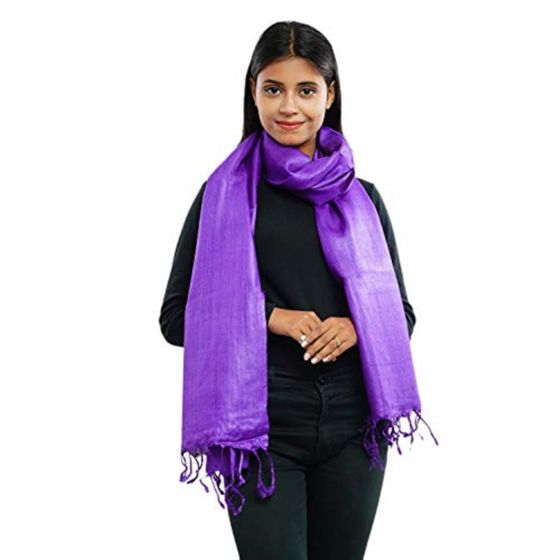 Pure Handloom Tasar Silk Dyed Stole | Purple