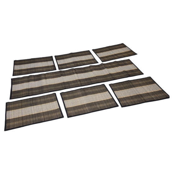 Elegant Handloom Table Mat Set | Black and White