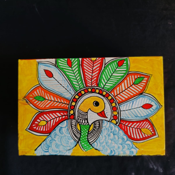 Orange Peacock Painted Organiser