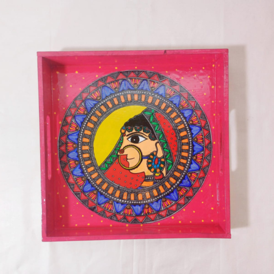 Mother Painted Madhubani Tray