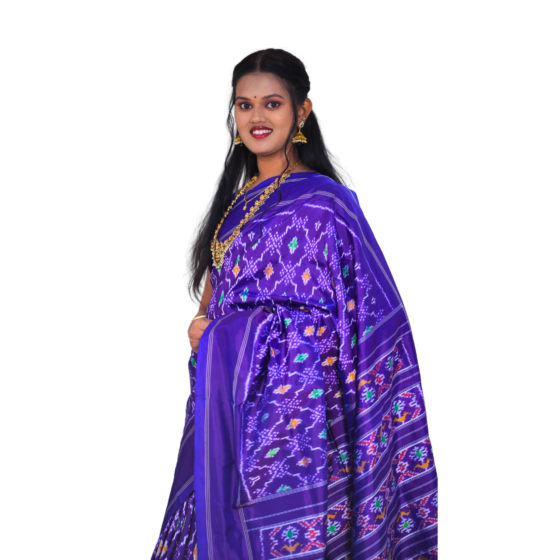 Pochampally Ikat All-Over Design Silk Saree Purple with Zari