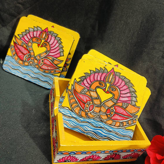 Double Swan Painting Coaster