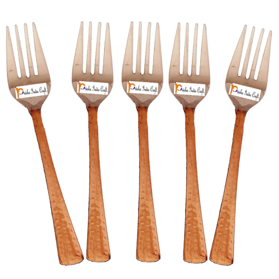 Steel Copper Fork  7 Inch | Set of 5