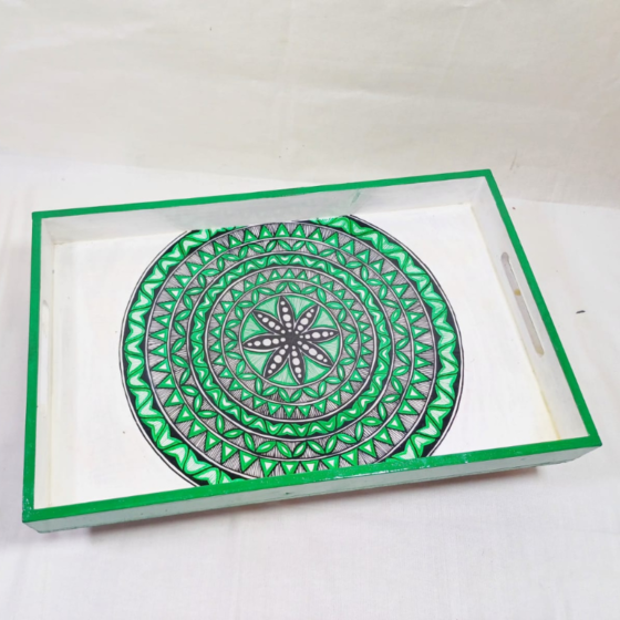 Green Rangoli Painting Tray