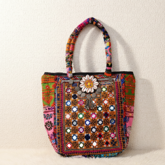 Colorful Embroidered Banjara Bag with Mirror Work & Codi Detailing | Daily Casual Tote