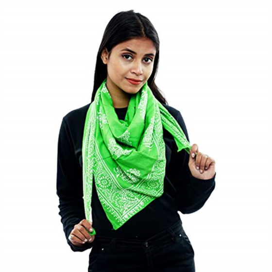 Eri Silk Printed Scarf | Green | 1.1 meter