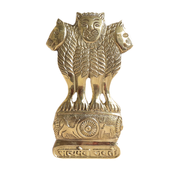 Ashoka National Emblem Brass Showpiece for Home, Office & Government Desk Decor, BH10164