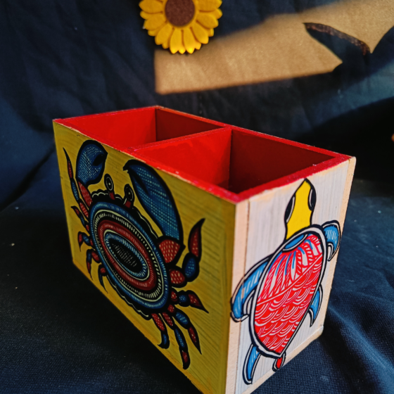 Tortoise And Crab Painting Stationery Organiser