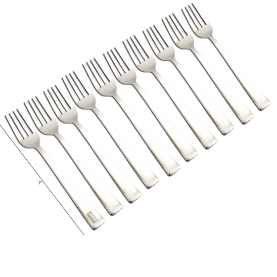 Prisha India Craft Stainless Steel Cutlery Fork  Length 7 Inch  Set of 10