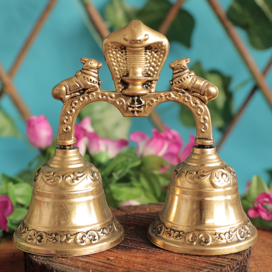 Brass Pooja Bell | Heavy Brass Ghanti for Temple, Aarti & Home Mandir BH11865