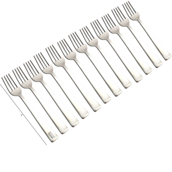 Prisha India Craft Stainless Steel Cutlery Fork Length 7 Inch Set of 12