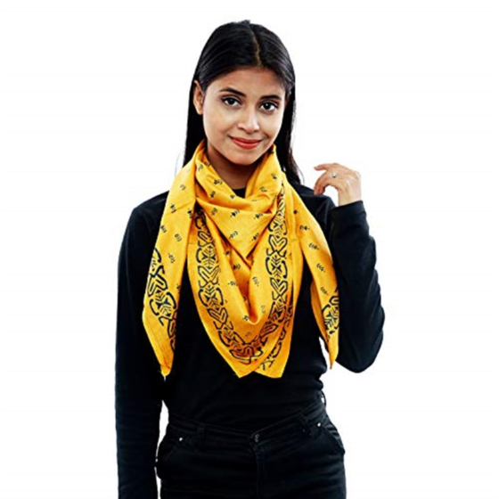 Eri Silk Printed Scarf | Yellow | 1.1 Meter