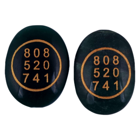 Handmade Green Jade Zibu Symbol Crystal Stones | Set of 2