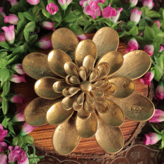 Brass Flower 3D Wall Hanging | Decorative Brass Floral Wall Art for Home Decor BH11325