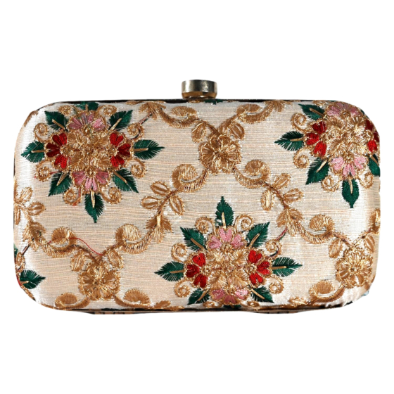 Zari Hand Embriodery Clutch for Causal, Party and Wedding Occasion