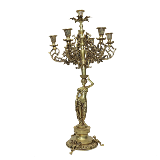 Brass Lady Candle Stand | Large Decorative Brass Statue Candle Holder for Home Decor, BH11853