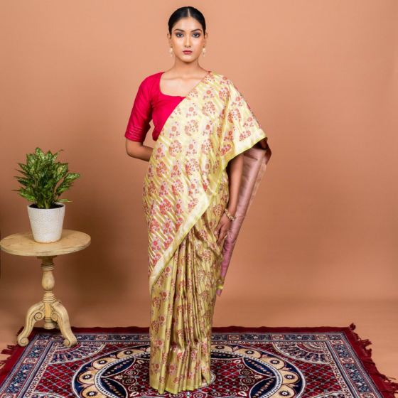 Tilfi Meenakari Handwoven Banarasi Silk Saree in Rich Green